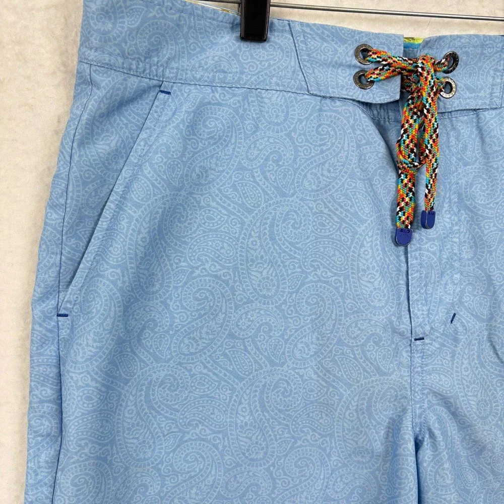 Robert Graham Board Shorts Mens Size 34 Blue Paisley Classic Fit Swim Trunks